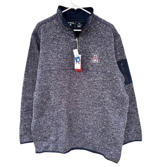Antigua Arizona Wildcats Men's 2XL Navy Blue Quarter-Zip Pullover Jacket - Picture 1 of 5